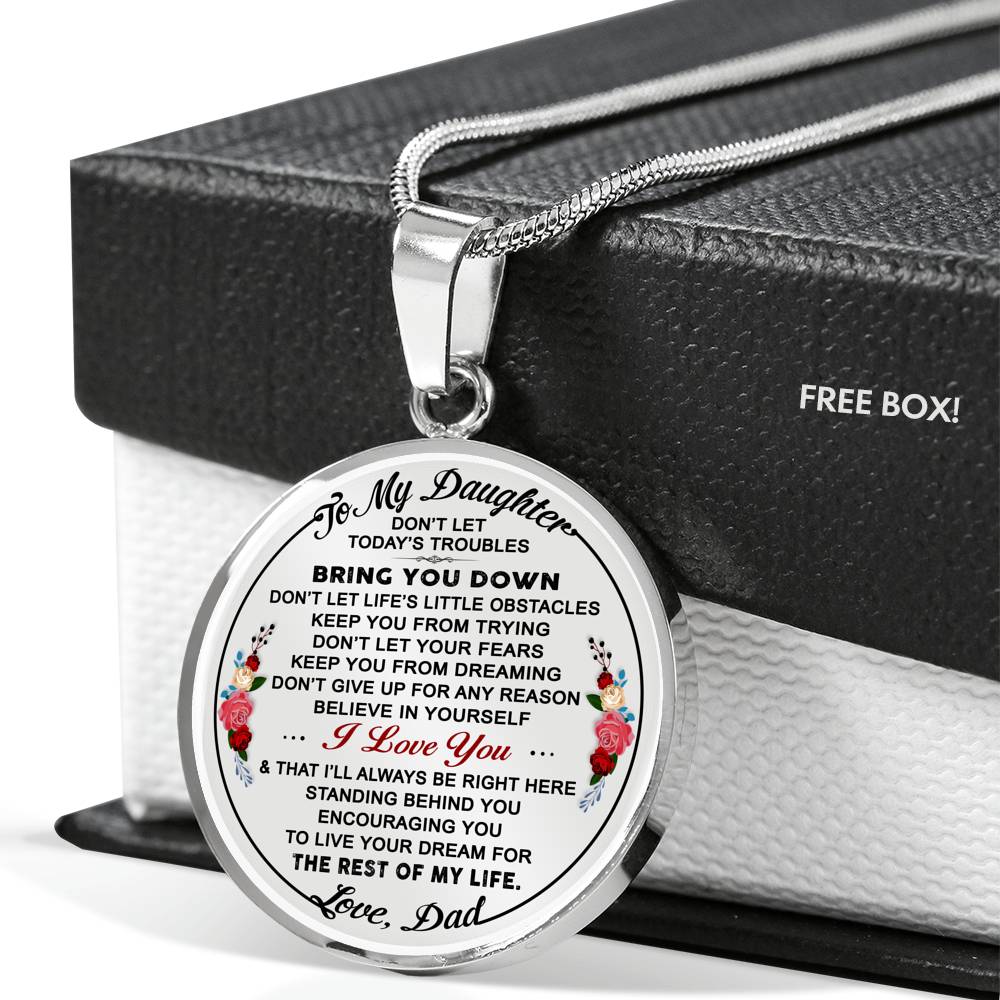 Dad to Daughter Gift from Papa Daddy Father - Romantic Inspirational Luxury Necklace Gift For Daughter Daddy's Little Girl
