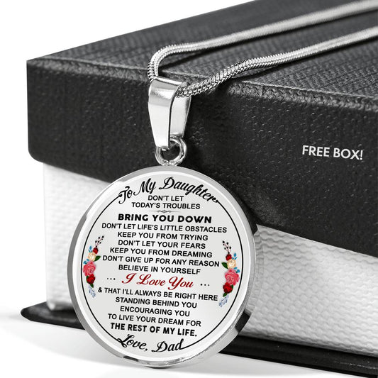 Dad to Daughter Gift from Papa Daddy Father - Romantic Inspirational Luxury Necklace Gift For Daughter Daddy's Little Girl