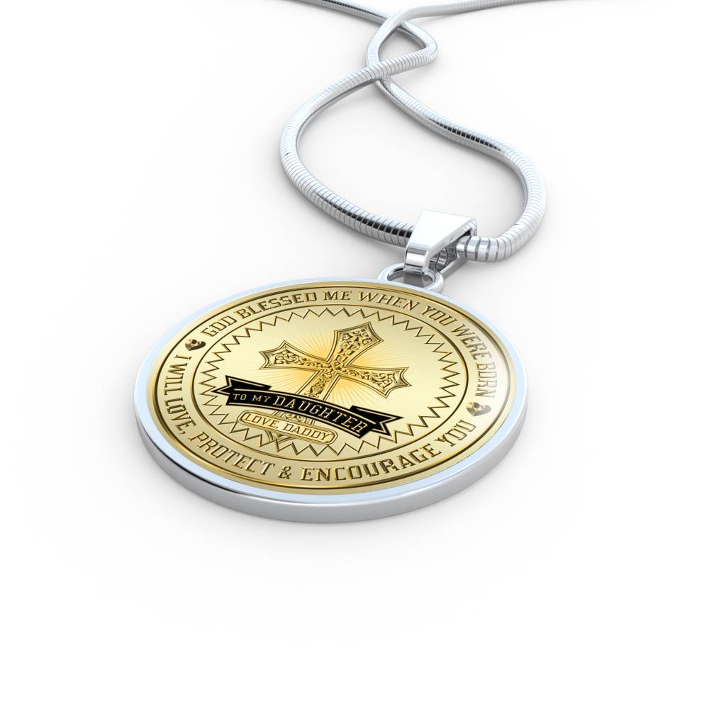 Great Dad To Daughter - God Blessed Me When You Were Born I Will Protect and Encourage You Novelty Luxury Necklace Bangle - Gift For Birthday Back To School Xmas