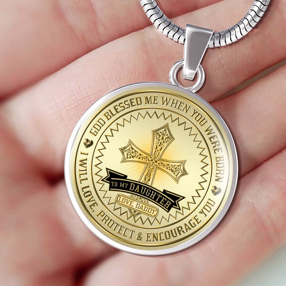 Great Dad To Daughter - God Blessed Me When You Were Born I Will Protect and Encourage You Novelty Luxury Necklace Bangle - Gift For Birthday Back To School Xmas