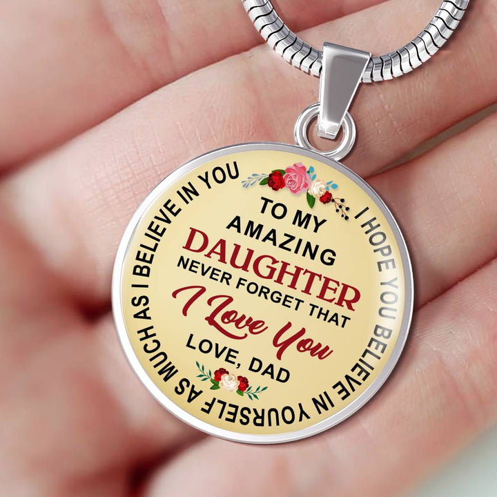 To my daughter never forget that i love you pendant best sale