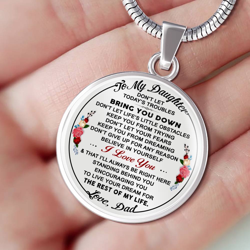 Dad to Daughter Gift from Papa Daddy Father - Romantic Inspirational Luxury Necklace Gift For Daughter Daddy's Little Girl