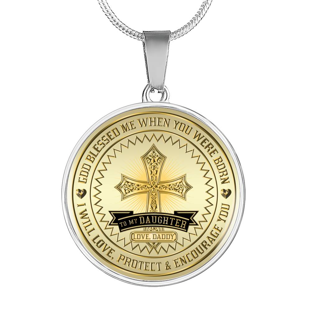 Great Dad To Daughter - God Blessed Me When You Were Born I Will Protect and Encourage You Novelty Luxury Necklace Bangle - Gift For Birthday Back To School Xmas