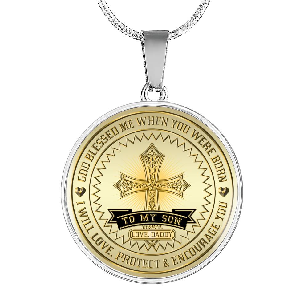 Great Dad To Son - God Blessed Me When You Were Born I Will Protect and Encourage You Novelty Luxury Necklace Bangle - Gift For Birthday Back To School Xmas