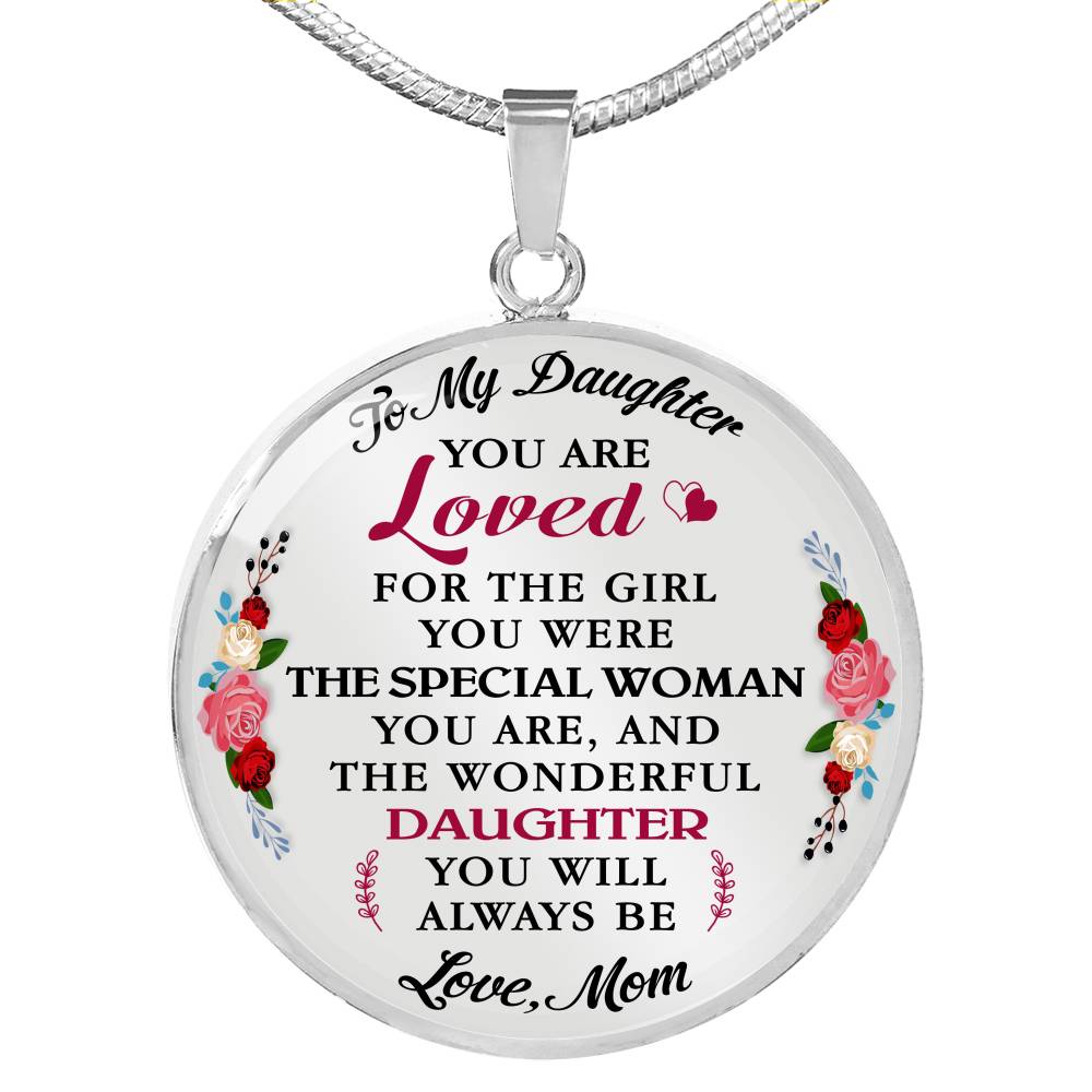 To My Daughter You Are Loved - Luxury Unique Inspirational Necklace Gift for Birthday Wedding or Special Occasion