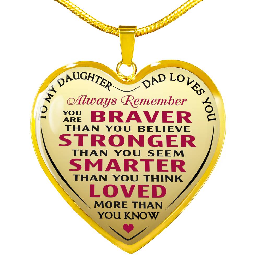 To My Daughter Gift - Luxury Unique Novelty Heart Necklace for Birthday Back to School Wedding or Special Occasion