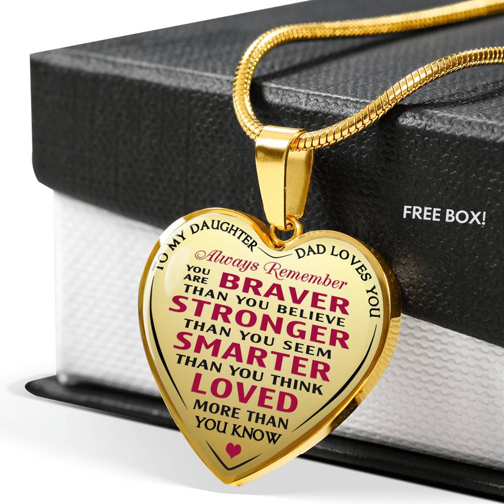 To My Daughter Gift - Luxury Unique Novelty Heart Necklace for Birthday Back to School Wedding or Special Occasion