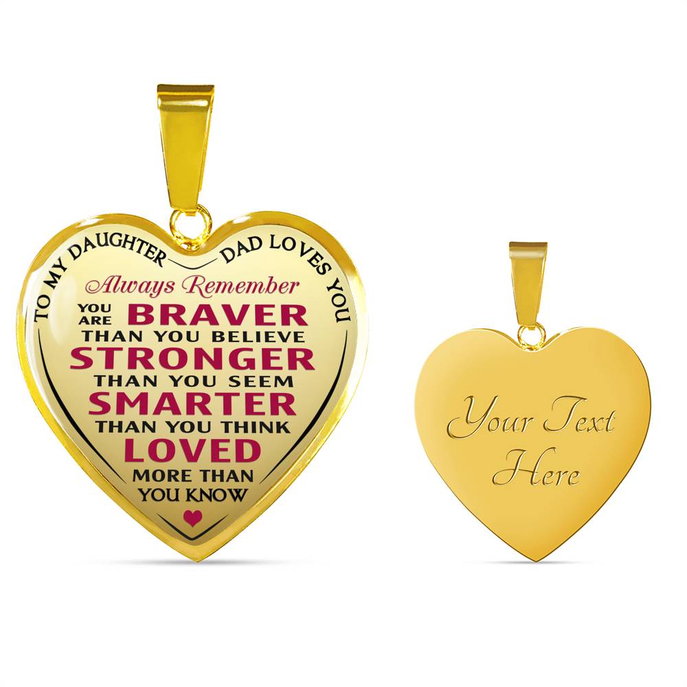 To My Daughter Gift - Luxury Unique Novelty Heart Necklace for Birthday Back to School Wedding or Special Occasion