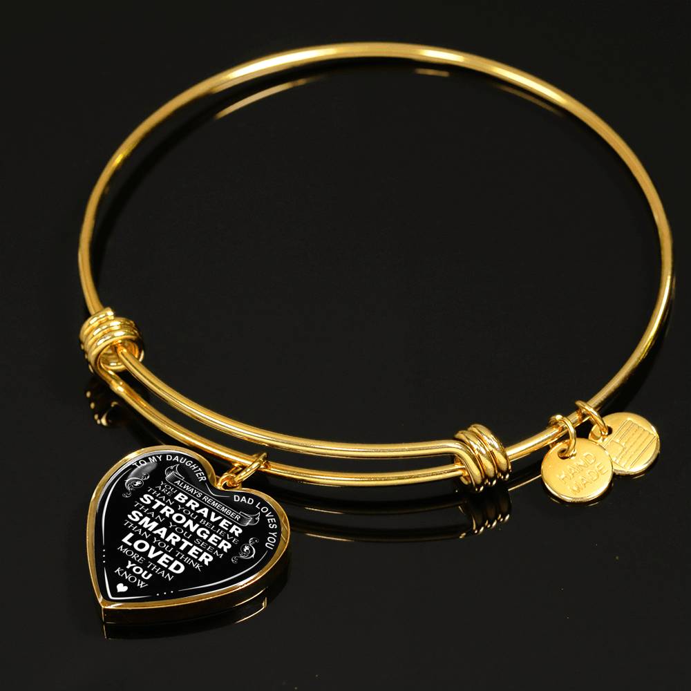 Great Dad to Daughter Gift Ideas - Always Remember You Are Braver Than You Believe Stronger Than You Seem ... Loved More Than You Know Luxury Novelty Necklace and Bangle - Birthday Gift From Father