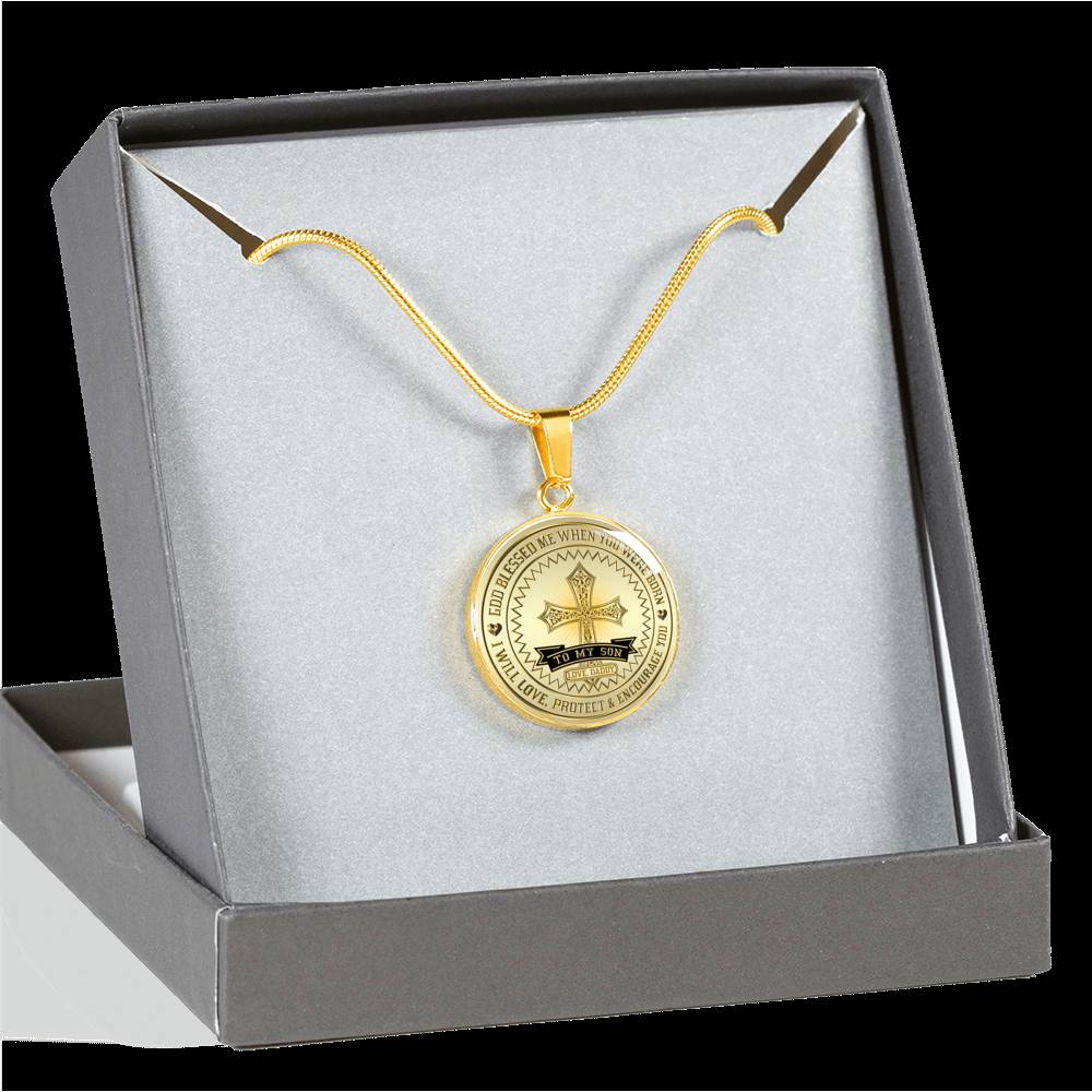 Great Dad To Son - God Blessed Me When You Were Born I Will Protect and Encourage You Novelty Luxury Necklace Bangle - Gift For Birthday Back To School Xmas