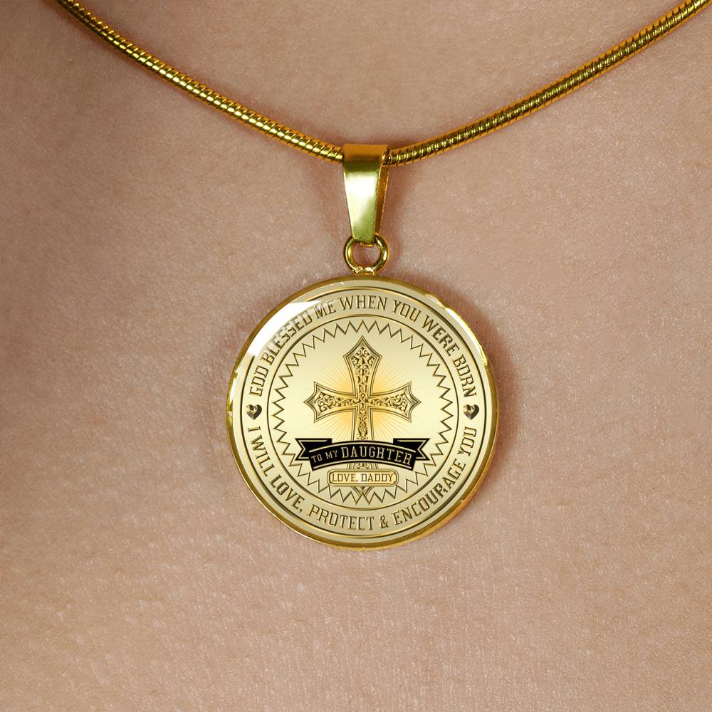 Great Dad To Daughter - God Blessed Me When You Were Born I Will Protect and Encourage You Novelty Luxury Necklace Bangle - Gift For Birthday Back To School Xmas