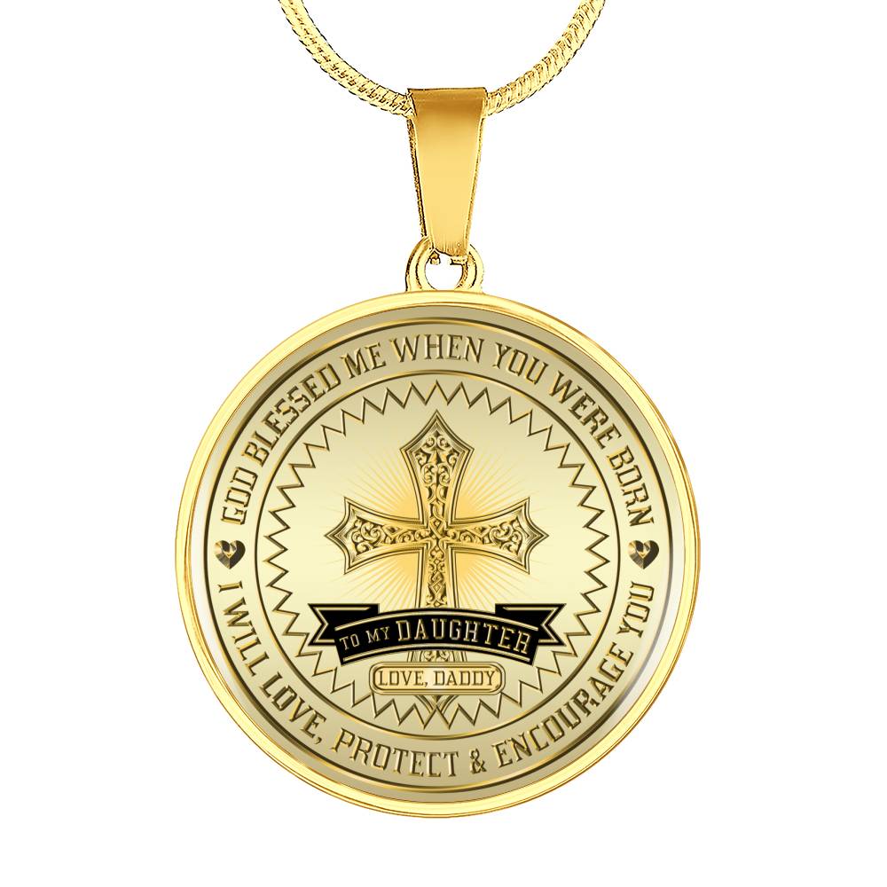 Great Dad To Daughter - God Blessed Me When You Were Born I Will Protect and Encourage You Novelty Luxury Necklace Bangle - Gift For Birthday Back To School Xmas