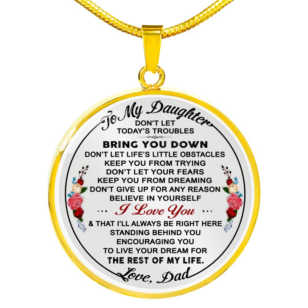 Dad to Daughter Gift from Papa Daddy Father - Romantic Inspirational Luxury Necklace Gift For Daughter Daddy's Little Girl