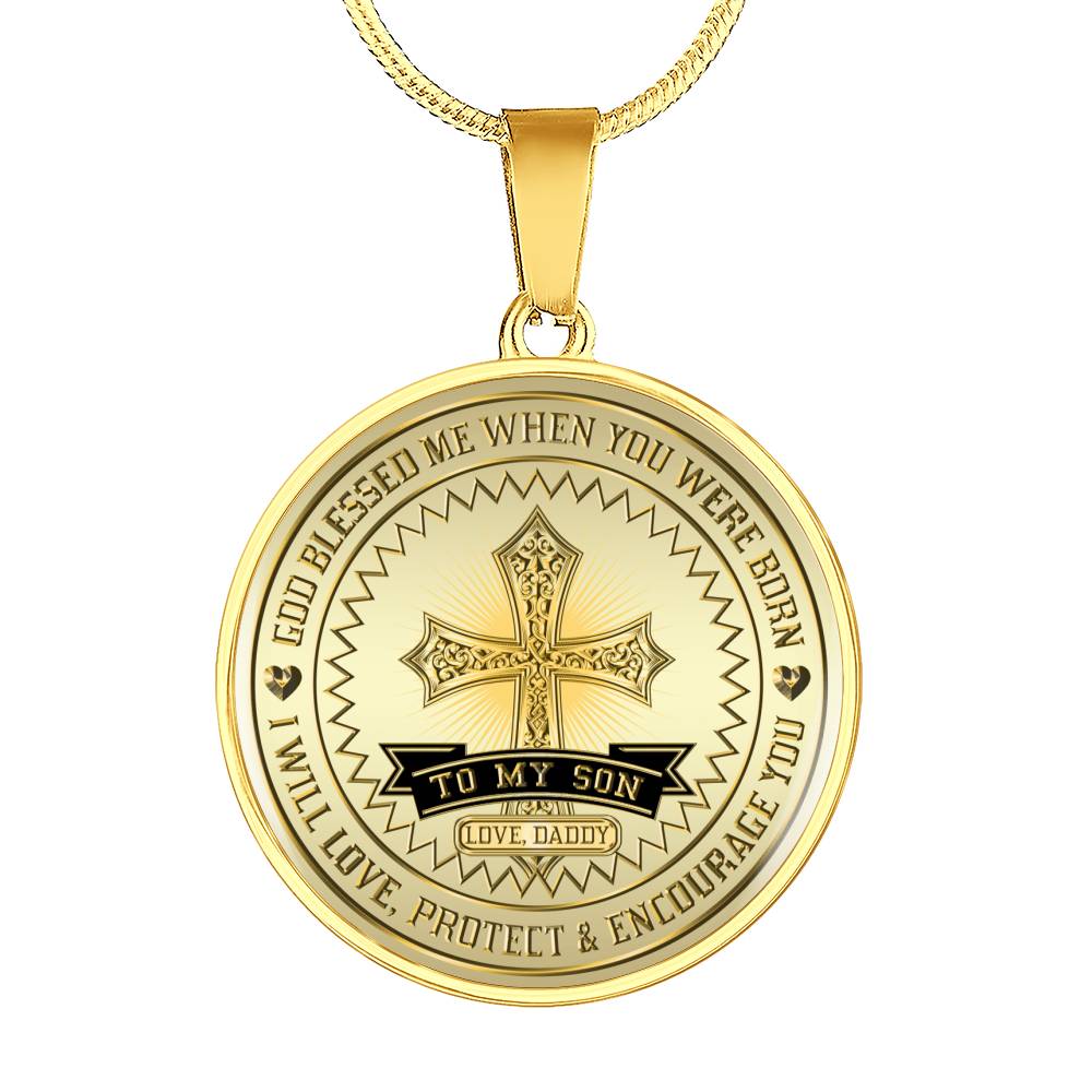 Great Dad To Son - God Blessed Me When You Were Born I Will Protect and Encourage You Novelty Luxury Necklace Bangle - Gift For Birthday Back To School Xmas