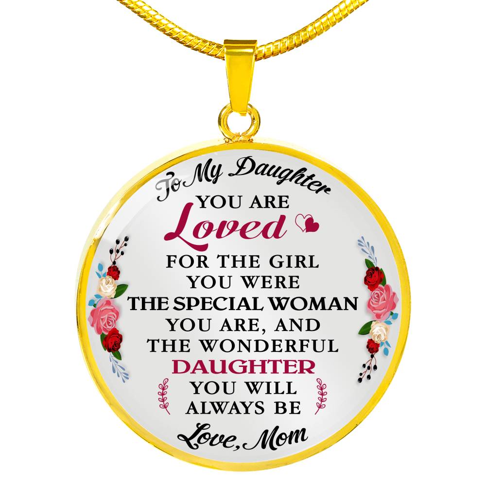 To My Daughter You Are Loved - Luxury Unique Inspirational Necklace Gift for Birthday Wedding or Special Occasion