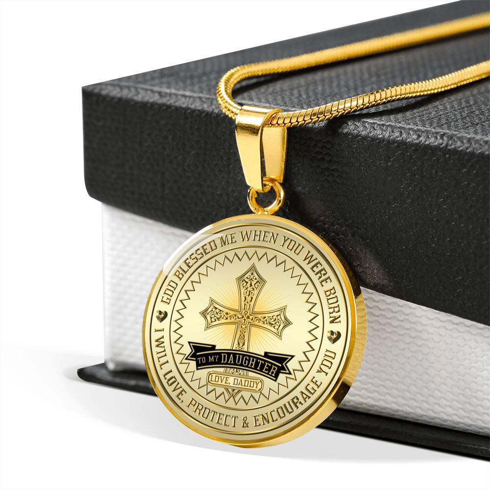 Great Dad To Daughter - God Blessed Me When You Were Born I Will Protect and Encourage You Novelty Luxury Necklace Bangle - Gift For Birthday Back To School Xmas