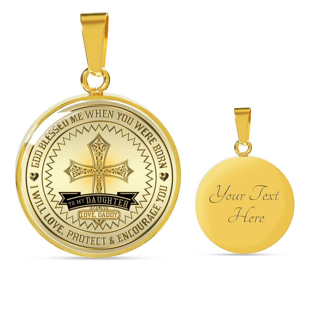 Great Dad To Daughter - God Blessed Me When You Were Born I Will Protect and Encourage You Novelty Luxury Necklace Bangle - Gift For Birthday Back To School Xmas