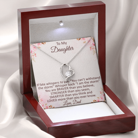 Daddy To Daughter Forever Love Heart Necklace – Graduation Day, Birthday Gift,  Christmas Present For Daughter – Fashion Jewelry