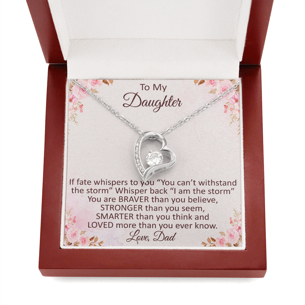 Daddy To Daughter Forever Love Heart Necklace – Graduation Day, Birthday Gift,  Christmas Present For Daughter – Fashion Jewelry