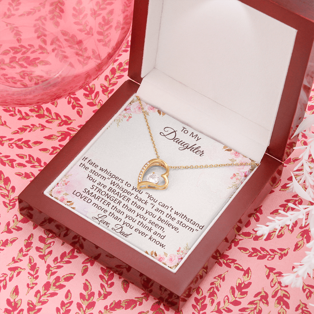 Daddy To Daughter Forever Love Heart Necklace – Graduation Day, Birthday Gift,  Christmas Present For Daughter – Fashion Jewelry