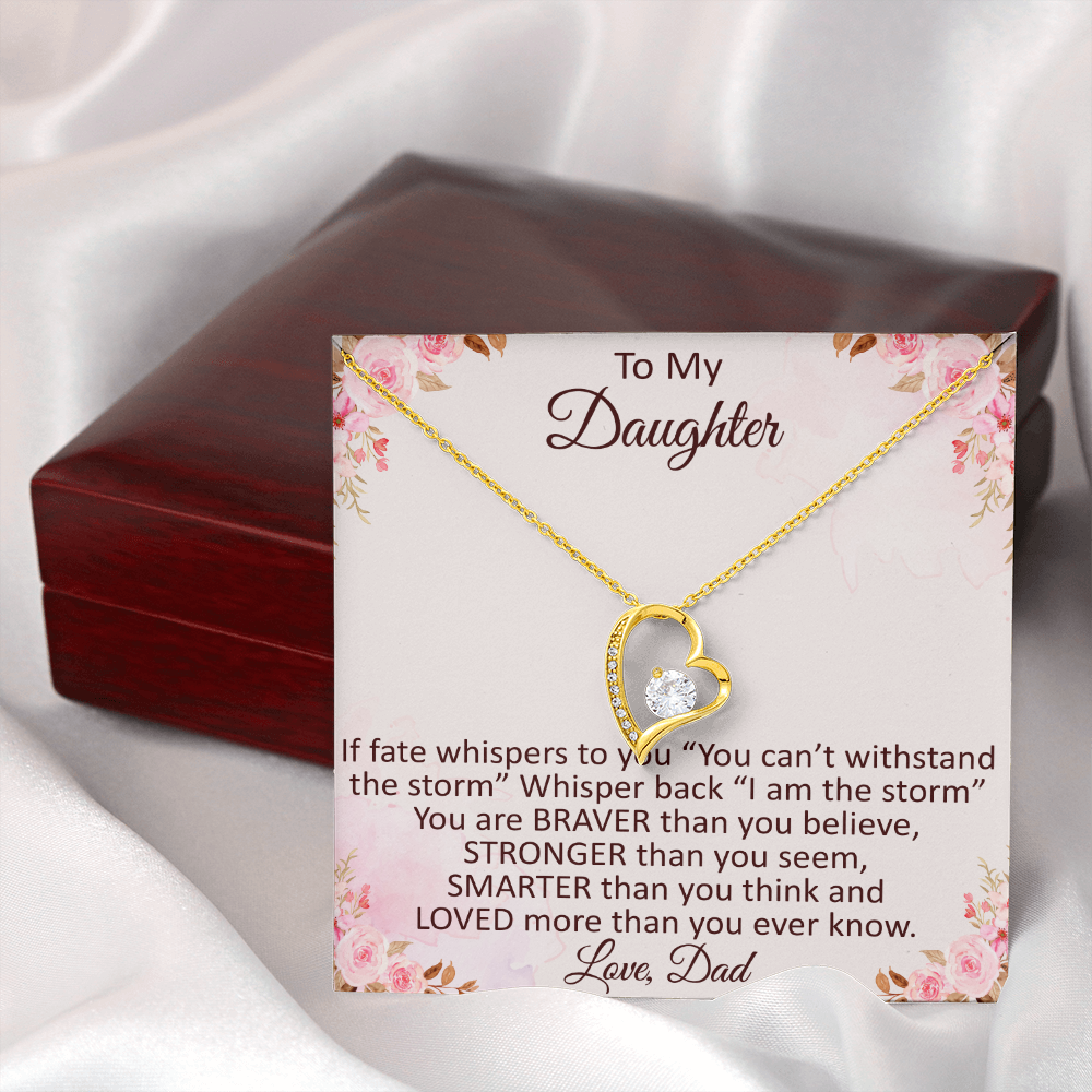 Daddy To Daughter Forever Love Heart Necklace – Graduation Day, Birthday Gift,  Christmas Present For Daughter – Fashion Jewelry
