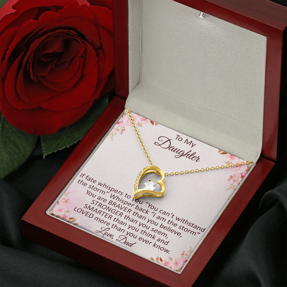 Daddy To Daughter Forever Love Heart Necklace – Graduation Day, Birthday Gift,  Christmas Present For Daughter – Fashion Jewelry