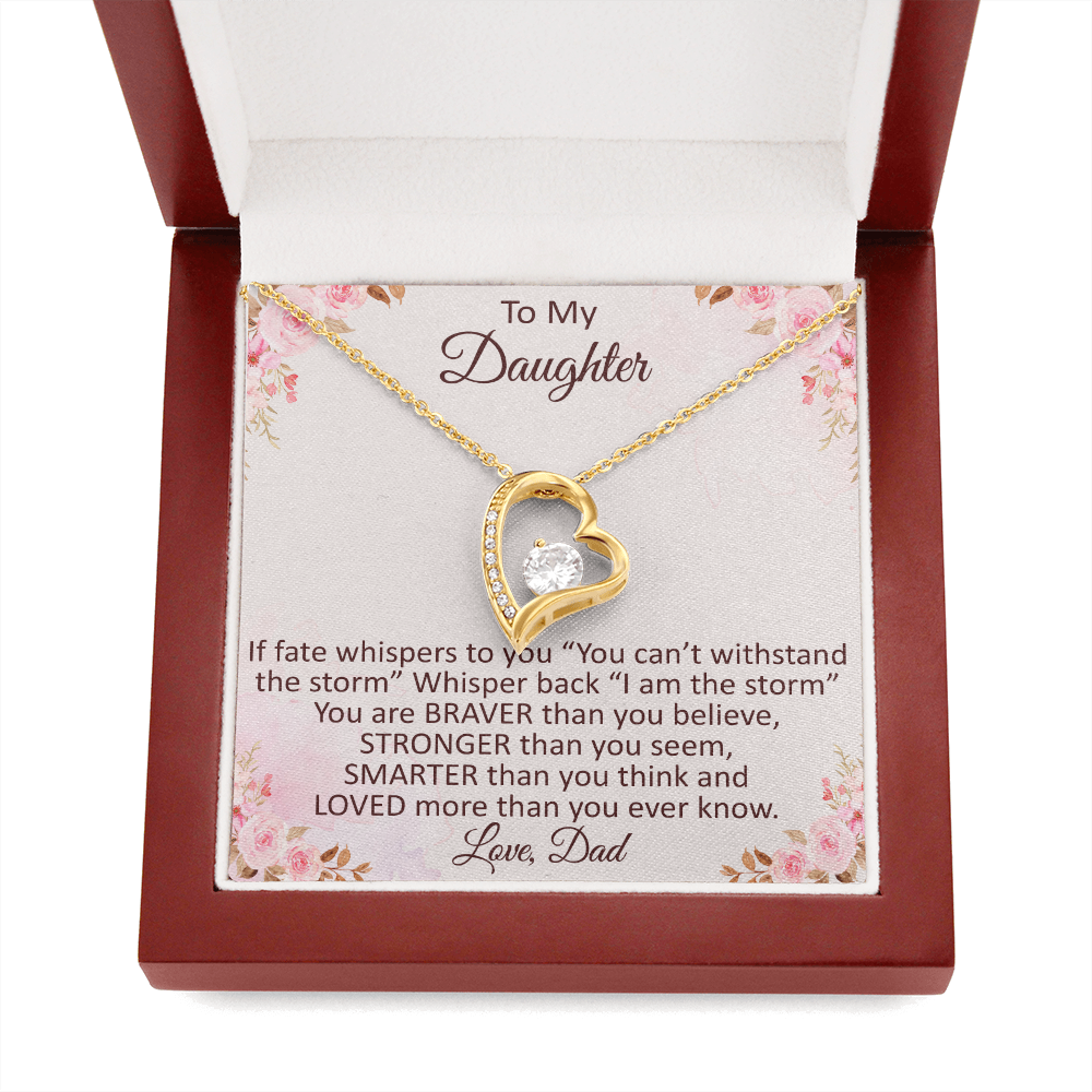 Daddy To Daughter Forever Love Heart Necklace – Graduation Day, Birthday Gift,  Christmas Present For Daughter – Fashion Jewelry