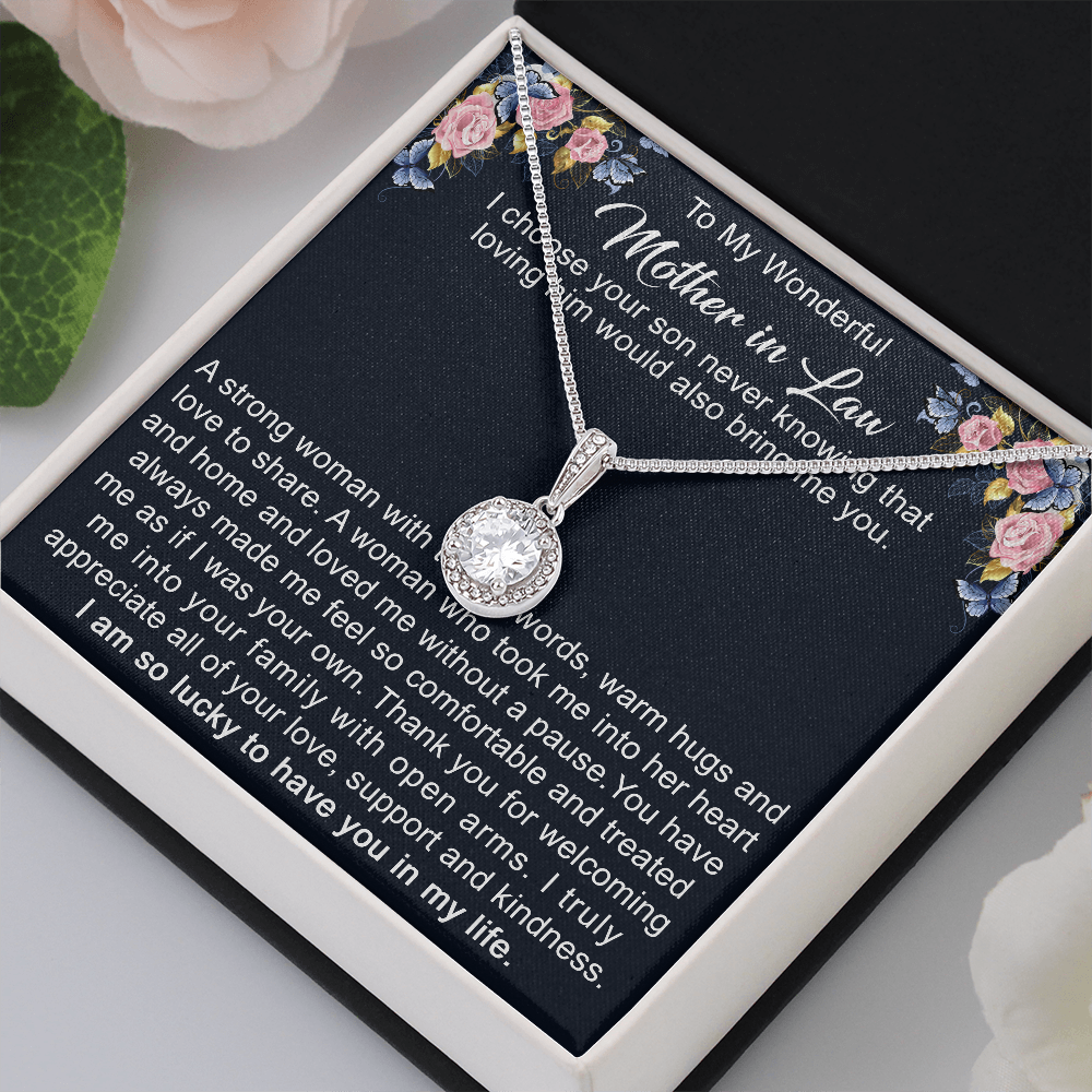 To My Mother in Law Necklace from Daughter Gift to Mother-in-Law for Christmas Birthday Mother's Day, Message Card to Mom-in-Law
