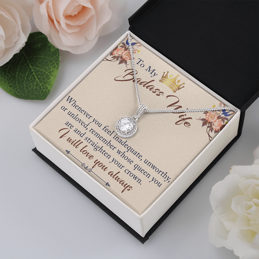 To My Badass Wife Gift - Eternal Hope Beauty Necklace With Inspirational Message Card for Valentine, Mother Day or any Special Occasion