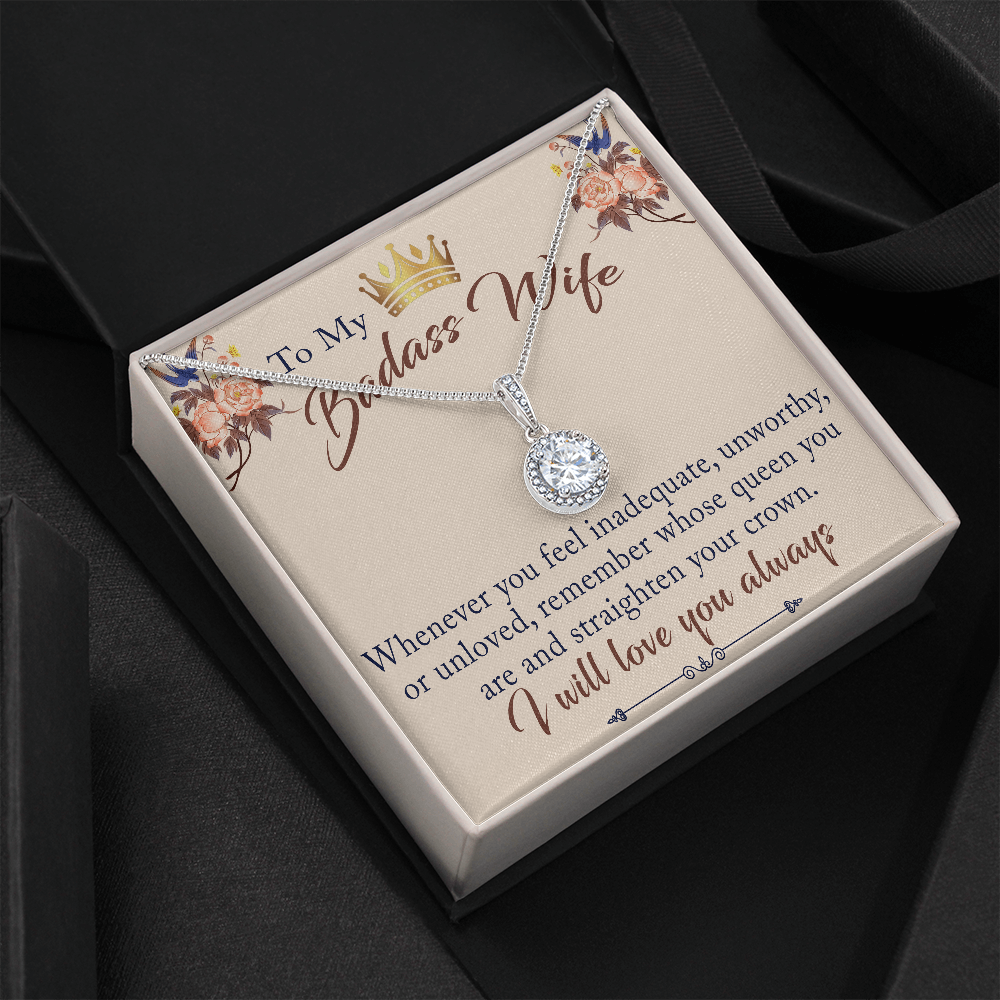To My Badass Wife Gift - Eternal Hope Beauty Necklace With Inspirational Message Card for Valentine, Mother Day or any Special Occasion