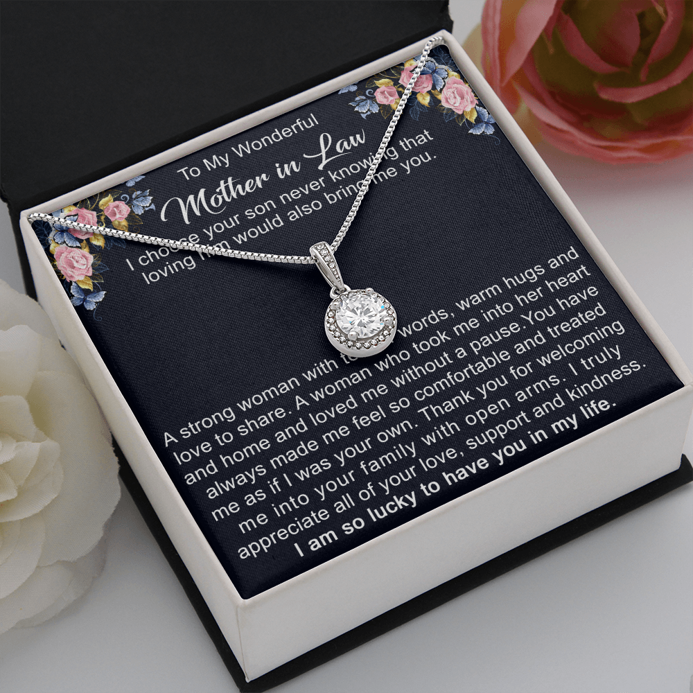 To My Mother in Law Necklace from Daughter Gift to Mother-in-Law for Christmas Birthday Mother's Day, Message Card to Mom-in-Law