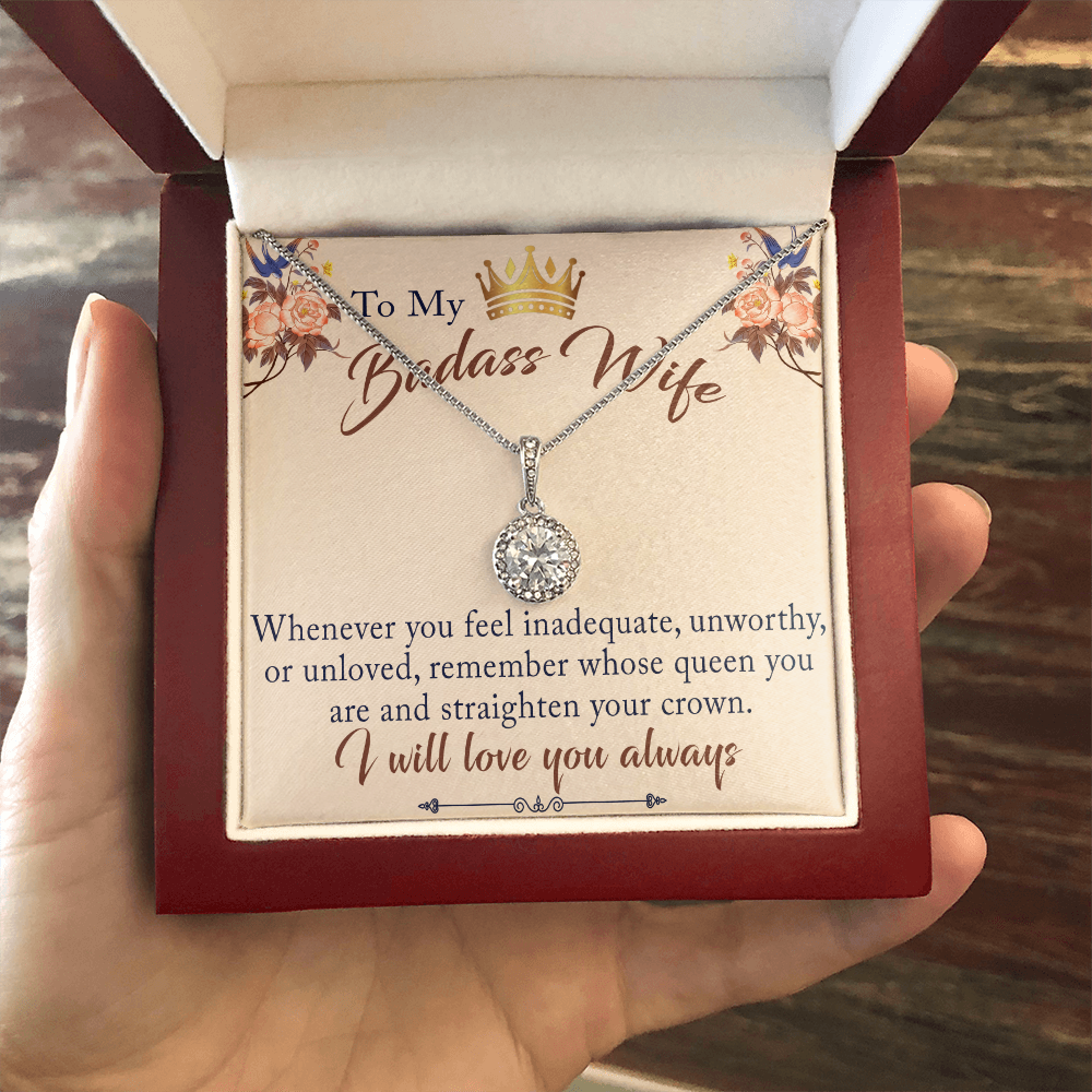 To My Badass Wife Gift - Eternal Hope Beauty Necklace With Inspirational Message Card for Valentine, Mother Day or any Special Occasion
