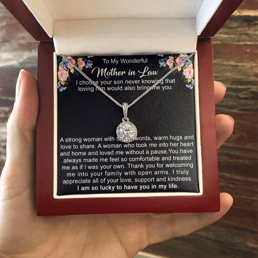 To My Mother in Law Necklace from Daughter Gift to Mother-in-Law for Christmas Birthday Mother's Day, Message Card to Mom-in-Law