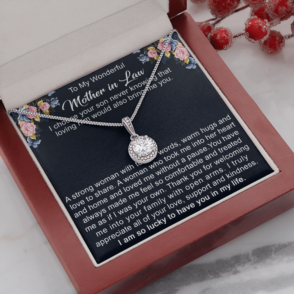 To My Mother in Law Necklace from Daughter Gift to Mother-in-Law for Christmas Birthday Mother's Day, Message Card to Mom-in-Law