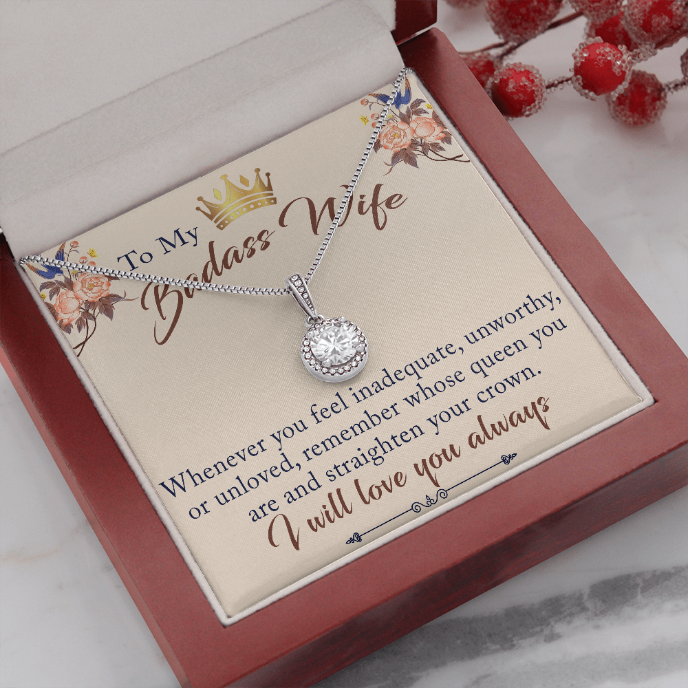 To My Badass Wife Gift - Eternal Hope Beauty Necklace With Inspirational Message Card for Valentine, Mother Day or any Special Occasion