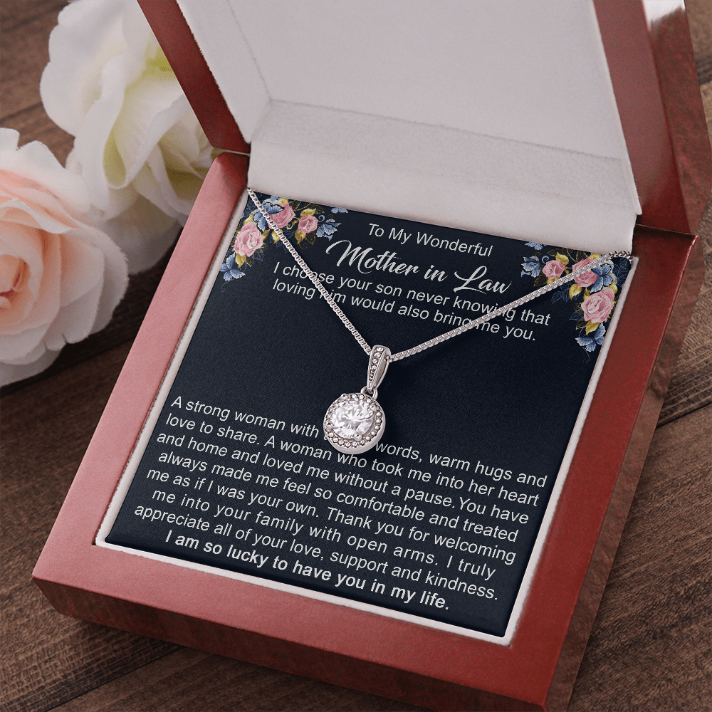 To My Mother in Law Necklace from Daughter Gift to Mother-in-Law for Christmas Birthday Mother's Day, Message Card to Mom-in-Law