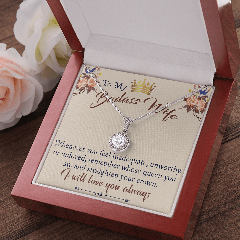To My Badass Wife Gift - Eternal Hope Beauty Necklace With Inspirational Message Card for Valentine, Mother Day or any Special Occasion