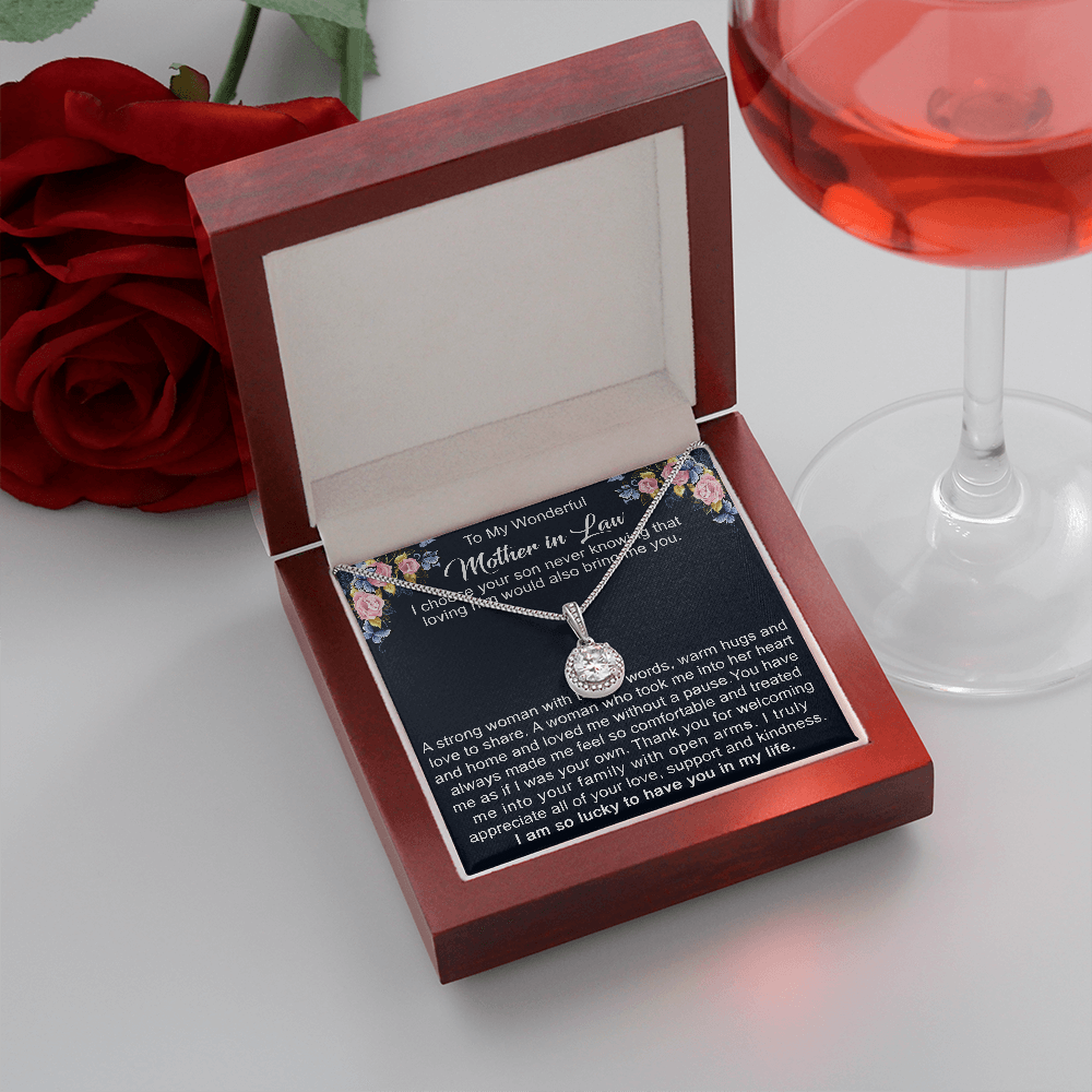 To My Mother in Law Necklace from Daughter Gift to Mother-in-Law for Christmas Birthday Mother's Day, Message Card to Mom-in-Law