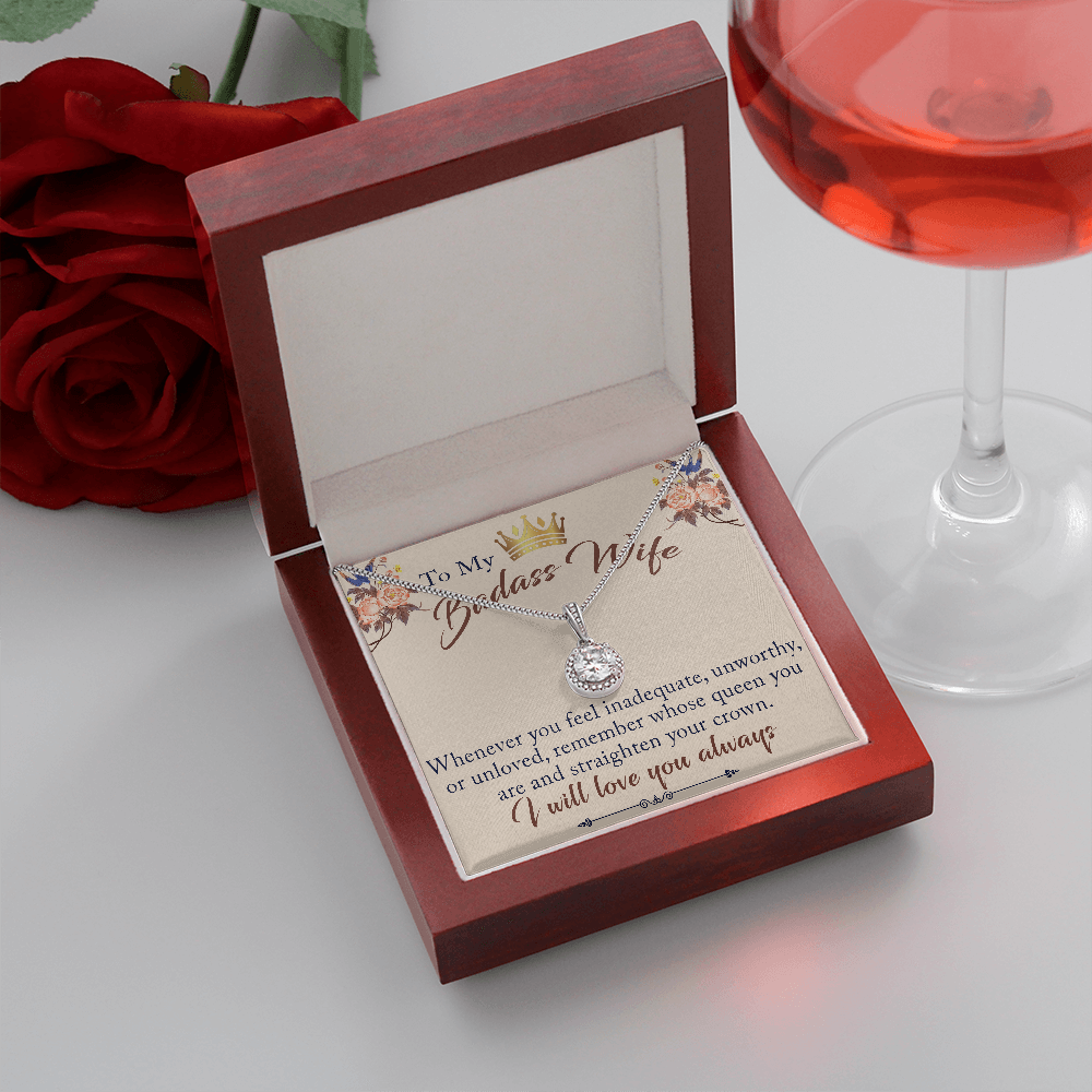 To My Badass Wife Gift - Eternal Hope Beauty Necklace With Inspirational Message Card for Valentine, Mother Day or any Special Occasion