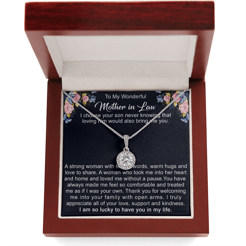 To My Mother in Law Necklace from Daughter Gift to Mother-in-Law for Christmas Birthday Mother's Day, Message Card to Mom-in-Law