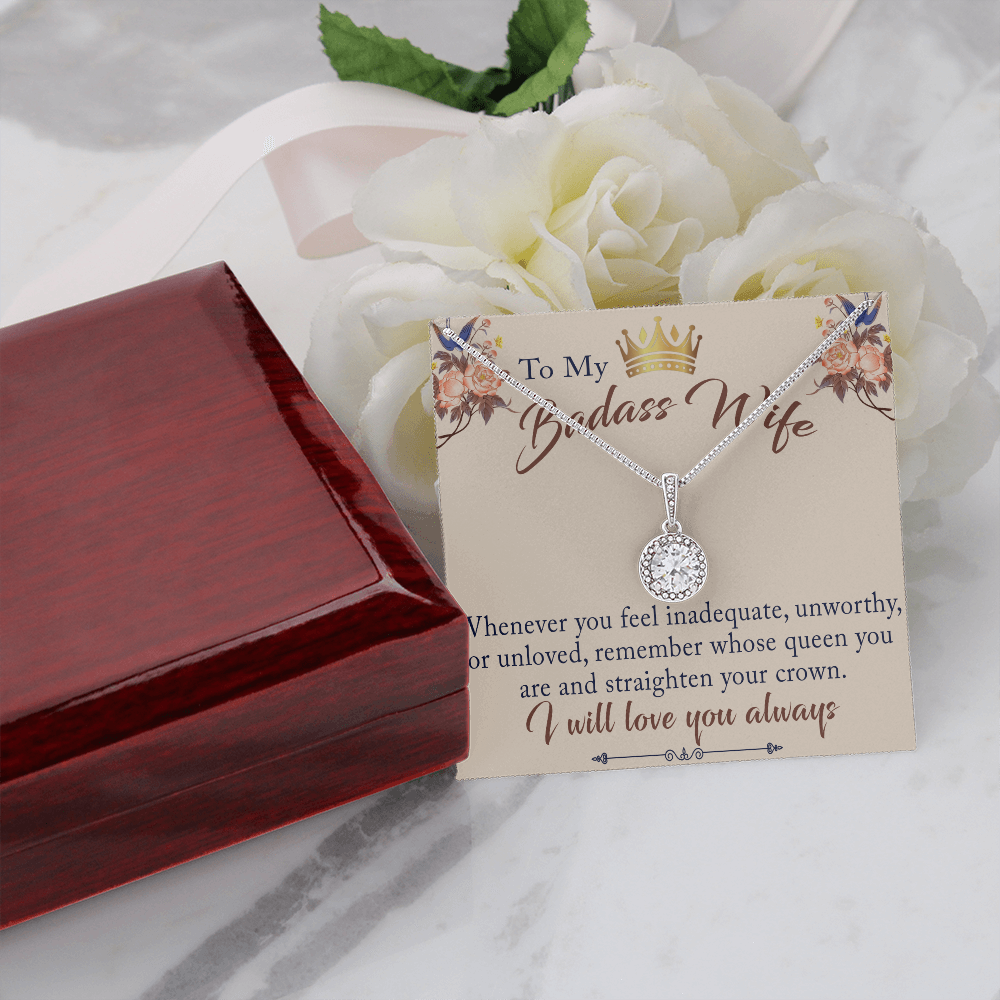 To My Badass Wife Gift - Eternal Hope Beauty Necklace With Inspirational Message Card for Valentine, Mother Day or any Special Occasion