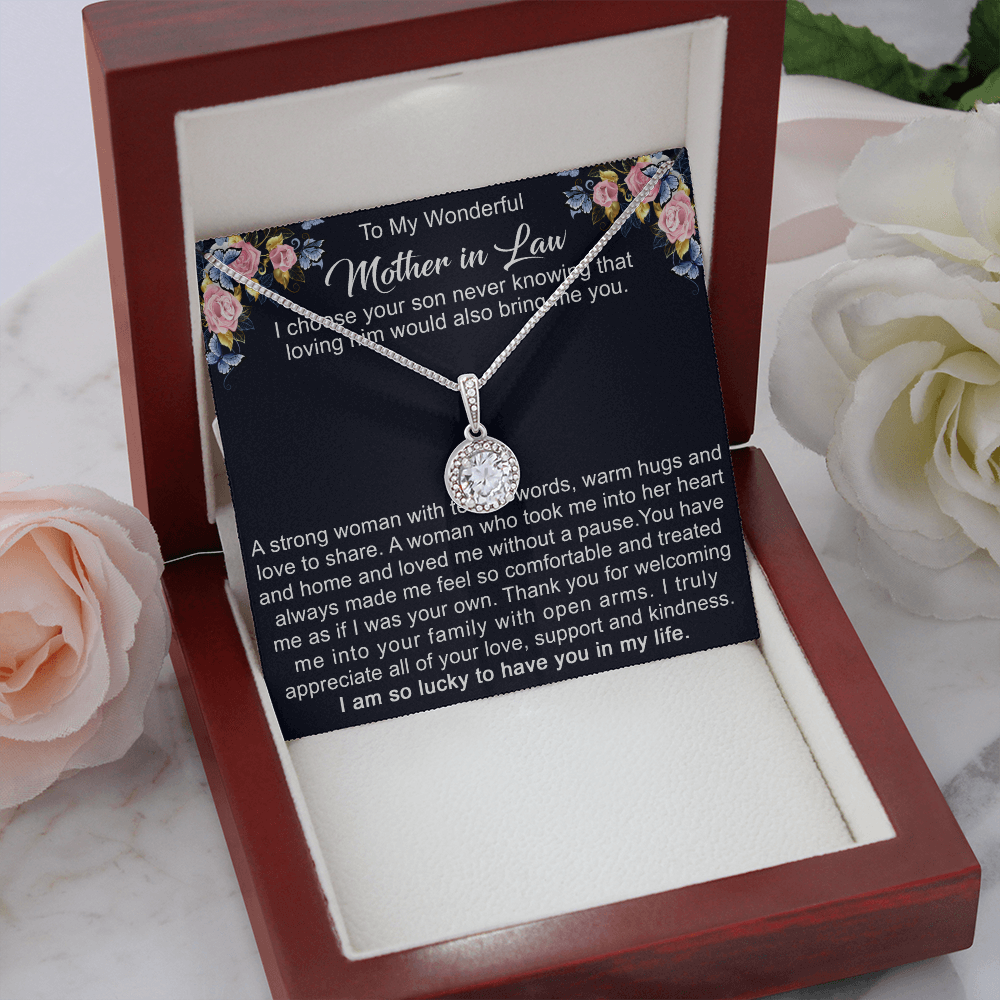 To My Mother in Law Necklace from Daughter Gift to Mother-in-Law for Christmas Birthday Mother's Day, Message Card to Mom-in-Law