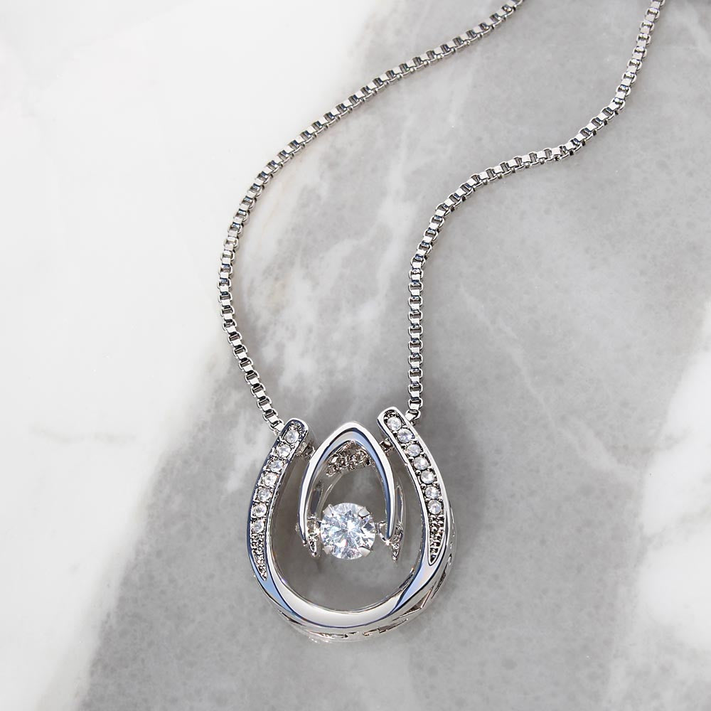 To My Badass Wife Gift - Lucky in Love Necklace With Inspirational Message Card for Valentine, Mother Day or any Special Occasion