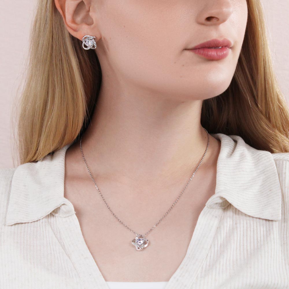To My Badass Wife Gift - Luxury Love Knot Necklace for Valentine, Mother Day or any Special Occasion