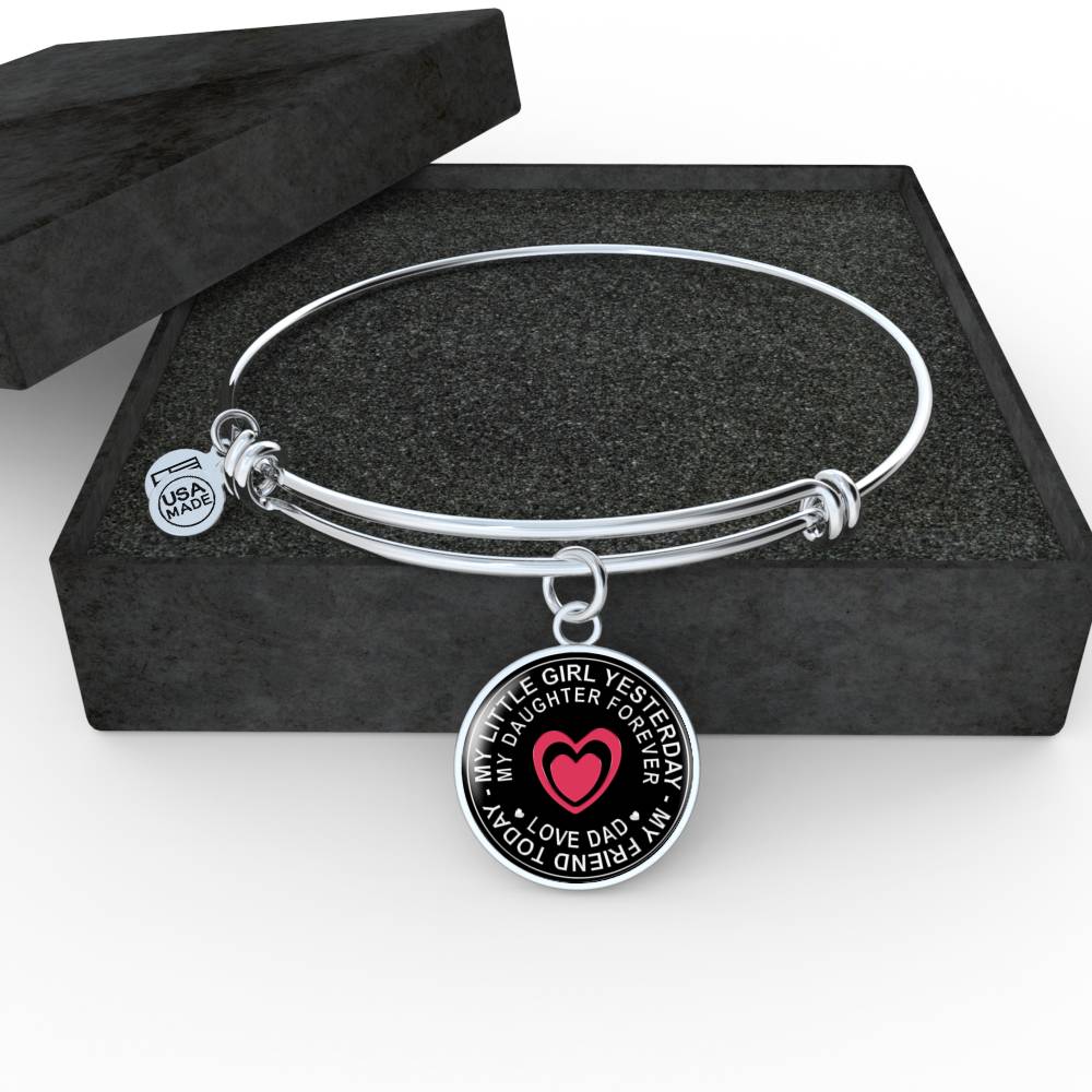 Great Dad To Daughter - God Blessed Me When You Were Born I Will Protect and Encourage You Novelty Luxury Necklace Bangle - Gift For Birthday Back To School Xmas or Any Special Occasion