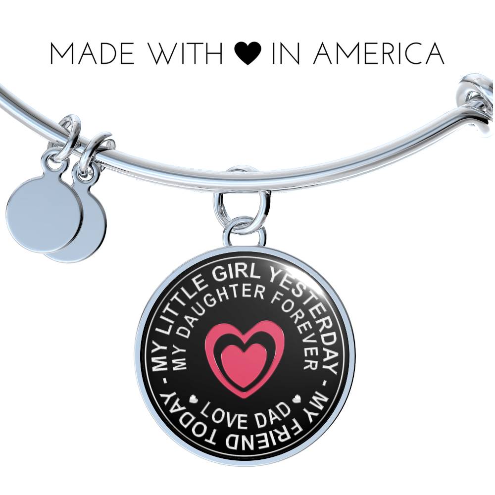 Great Dad To Daughter - God Blessed Me When You Were Born I Will Protect and Encourage You Novelty Luxury Necklace Bangle - Gift For Birthday Back To School Xmas or Any Special Occasion