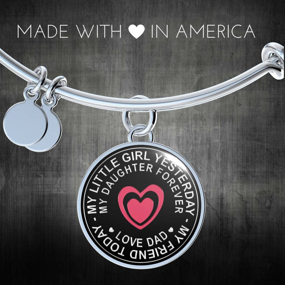 Great Dad To Daughter - God Blessed Me When You Were Born I Will Protect and Encourage You Novelty Luxury Necklace Bangle - Gift For Birthday Back To School Xmas or Any Special Occasion