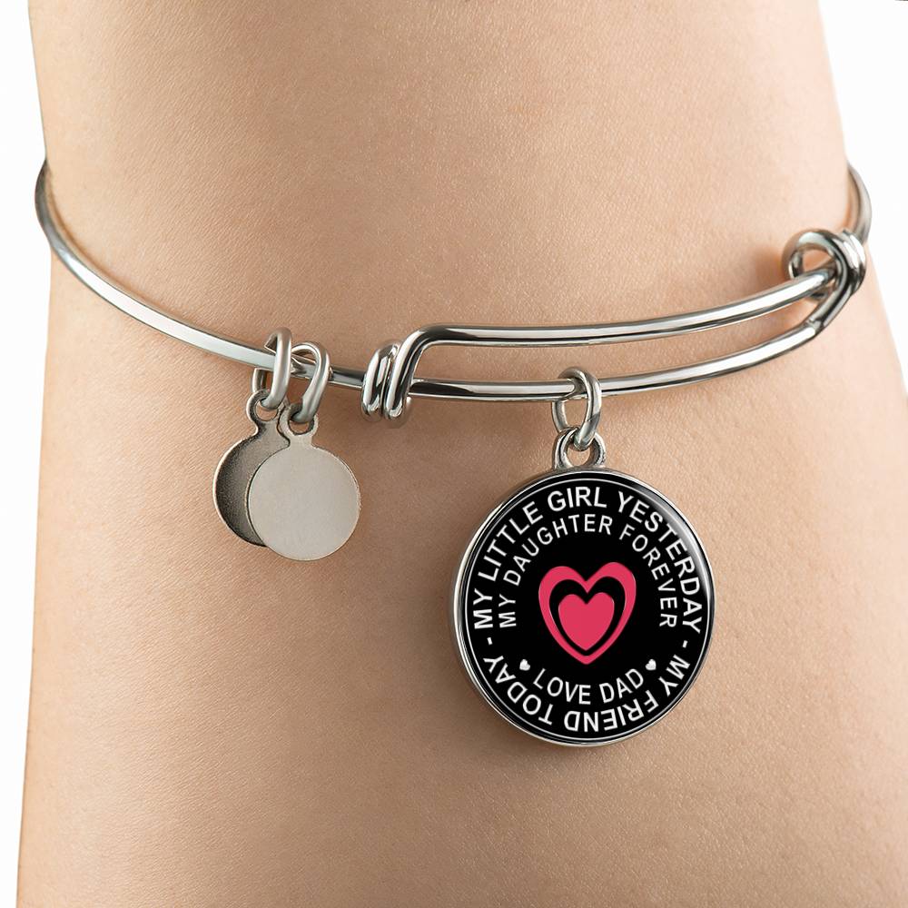 Great Dad To Daughter - God Blessed Me When You Were Born I Will Protect and Encourage You Novelty Luxury Necklace Bangle - Gift For Birthday Back To School Xmas or Any Special Occasion