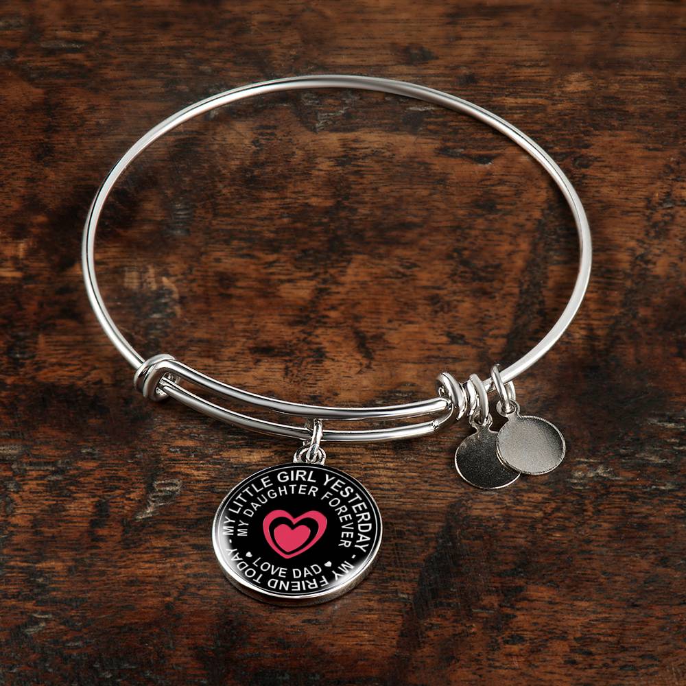 Great Dad To Daughter - God Blessed Me When You Were Born I Will Protect and Encourage You Novelty Luxury Necklace Bangle - Gift For Birthday Back To School Xmas or Any Special Occasion