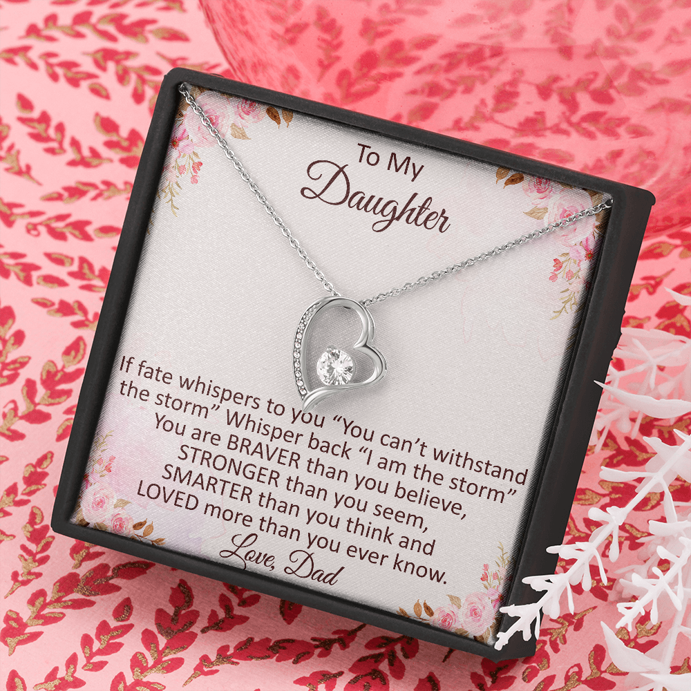 Daddy To Daughter Forever Love Heart Necklace – Graduation Day, Birthday Gift,  Christmas Present For Daughter – Fashion Jewelry